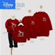 Disney (Disney) 2026 Year of the Horse cartoon parent-child outfits cute plus velvet thickened round neck sweatshirts for a family of three or four New Year's Day mother-daughter outfits trendy thin wine red 90 baby