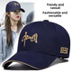 Hats for men with wide brim and large circumference, nationally popular fashionable embroidered baseball caps for women, easy to match with sunshade and sunshade, national standard embroidery - platinum characters, small size, adjustable hat circumference 55-59 cm