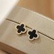 Exquisite and compact mini four-leaf clover earrings spring high-end 2025 new versatile earrings temperament commuter earrings black