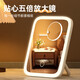 Ed makeup mirror with light, desktop female fill-in light small mirror, ins style dormitory desktop, portable small home makeup, three-color light, square mirror white (can be rotated 360 degrees)