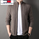 TOME BORNEK Tommy Tommy Wool Sweater Zipper Cardigan Men's Autumn and Winter Korean Style Stand Collar Sweater Jacket Herringbone Jacquard Khaki M