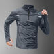 Quick-drying long-sleeved men's half-zip training clothing running sports tops football fitness cycling clothing stand-up collar t-shirt gray quick-drying breathable half-zip + finger cot design M M100-120Jin Jin equals 0.5 kg