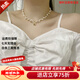 Lao Phoenix 999 Natural Freshwater Millet Pearl Necklace for Women Korean Women's 2024 New White Freshwater Pearl Gold Coin Fancy Necklace