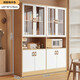 The middle shopkeeper wine cabinet living room wall-mounted integrated cabinet home meal preparation cabinet solid wood color tea cabinet entrance display cabinet partition cabinet 8 doors 2 grids thickened and stable pastoral color 120x30x174c