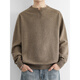 Zimei simple Henry collar sweater for men in autumn and winter color old money style loose sweater V-neck retro thickened woolen sweater charcoal gray M _115Jin Jin is equal to within 0.5 kg