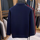 Nasawassup light luxury men's middle-aged and elderly fake two-piece sweatshirt shirt collar plus velvet thickening warm dad sweater base sweater navy blue XL 52