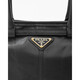 PRADA Bonnie women's black calfskin metal triangle logo handbag 1BA426_2CYR_F0002_V_MOO 1BA426_2CYR_F0002_V_MOO
