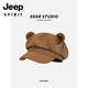 JEEP2025 new cute cat ear brown octagonal hat for women in autumn and winter versatile face-showing small newsboy hat beret trendy cat ear bow patch one size