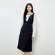 Qiushui Yiren Hepburn style fashionable retro vest dress two-piece set 2026 spring new waist-cinching elegant suit black S