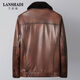 Lanshadi genuine leather jacket for men with first layer goatskin lapel Haining business men's short mink liner leather jacket brown L L