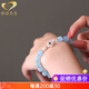 Generomanne Brazilian Aquamarine Bracelet Women's Chinese Bracelet Blue Gemstone Bracelet Flower Bracelet Beads 10mm