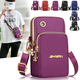 New mobile phone bag women's crossbody mini bag three-layer zipper nylon bag vertical hand coin purse arm bag M2104 purple