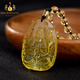 Bailuoqi Citrine Twelve Zodiac Zodiac Buddha Pendant Men's Necklace Zodiac Dragon Puxian Bodhisattva Pendant Amulet Dog/Pig Amitabha Bead Chain Style (Adjustable)