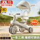 Beiq children's tricycle stroller 1-3 years old baby walking artifact stroller baby bicycle child lightweight stroller top with brown | brake + light music + push rod + roof push and ride dual-purpose first birthday gift