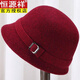 Hengyuanxiang middle-aged and elderly mother's hat women's pure wool autumn and winter basin hat grandma hat British thickened and warm for the elderly burgundy one size adjustable