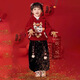 Boys and girls winter New Year's greetings suit 2025 new Year of the Snake plus velvet thickened sweatshirt festive performance suit two-piece set red suit 120 cm