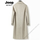 JEEP SPIRIT Autumn and Winter high-end men's over-the-knee long thickened green fruit collar double-sided wool coat camel fur windbreaker jacket black 24065 buckleless belt 3XL 190 175-190Jin Jin equals 0.5 kg