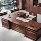 Solid wood executive desk, boss desk, new Chinese style ebony wood, chairman's office, president's desk, high-end office furniture 2.2m boss table + side table, Gabonese ebony wood