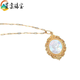 Xingtang 18k gold necklace pendant gold AU750 non-removable retro style Elizabeth imitation 18k gold medal white shell single pendant for girlfriend Chinese Valentine's Day gift