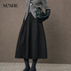 SUSHE Variations Hepburn Style Heavy Wool Structured Skirt Elastic Waist Swing Umbrella Skirt Women Dark Gray M