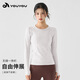 Youyou round neck quick-drying yoga clothes for women slim and elastic sports long-sleeved Pilates running training fitness clothes Falling cherry powder seamless one-piece weaving S recommended 80-95 Jin Jin equals 0.5 kg