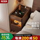 Green cocoa solid wood bedside table bedroom small bedside storage cabinet smart extremely narrow storage cabinet with light 2025 new storage cabinet socket + light strip style 20cm double drawer bedside table