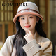 GEFWEIMKL merino wool fisherman hat women's autumn and winter elegant fashion curled basin hat middle-aged and elderly mothers warm felt hat burgundy adjustable