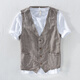 Jima British casual linen vest men's thin business vest professional vest cotton linen sleeveless formal wear Khaki XL (140-160Jin [Jin equals about 0.5 kg])