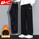 Pull-back pants autumn and winter men's velvet thickened men's casual pants loose straight pants men's sports pants men's warm pants