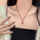 Pink Imitation Strawberry Crystal Cat Claw Pendant Necklace for Women High-end Sweater Chain Accessories Popular Clavicle Chain Birthday Gift Cute Pink Cat Claw Necklace 1 Pack