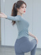 Xiaohongshu’s popular yoga clothing suit for women 2025 new high-end Pilates and beautiful training clothing long-sleeved sports mint blue top + gray blue pants suit M100-110 One size fits all