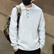 Gu Xiansen American button lapel sweater for men in autumn and winter new POLO Henry collar bottoming shirt thickened knitted sweater for men Khaki L 130-145Jin Jin is equal to 0.5 kg