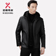 KBXNG Jinba men's leather jacket 2025 winter men's casual middle-aged hooded warm coat jacket brown 6678-K M 170