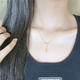 Yongsi 18K gold pure handmade gold bow tassel necklace feminine simple imitation 18k gold water drop clavicle chain