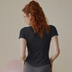 Women's Summer Pilates-feeling Yoga Wear Suit with Chest Pads Short-Sleeved Running Fitness Top Black Short-Sleeved M