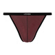 LPCSS Men's Striped Thong Modal Sexy Underwear Fashion Back Piece Ice Silk Mesh Men's T-Pants High-Looking Black + Burgundy L_100-120Jin Jin is equal to 0.5kg