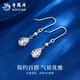 Lao Fengxiang PT950 platinum water drop ear hooks, women's favorite light luxury platinum earrings, Valentine's Day birthday gift for girlfriend and wife, platinum water drop ear hooks, one pair, about 3.1g, brand gift box
