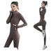 Fitness jacket for women in autumn and winter, tight-fitting quick-drying top, long-sleeved running sports Pilates yoga suit, coffee color S