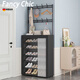 Fantasy floor-standing multi-layer shoe cabinet shoe box sturdy with hook shelf storage shoe and hat rack entry door dust-proof simple shoe rack dust-proof black-7 layers 80