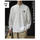 Jiaojing autumn and winter simple heavy henley collar long-sleeved t-shirt men's spring and autumn loose large size sweatshirt American bottoming polo shirt trendy white cotton material L recommended 120-135Jin Jin equals 0.5 kg