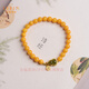 Layun Feiyin Beeswax Bracelet Chicken Fat Yellow Hotan Jade Gourd Bracelet Women's Fulu Ancient Style Ball Beads Jewelry Light Luxury Gift 6.5mm (with Certificate)