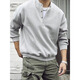 Yandang Plus Size Sweatshirt Men's 300 Jin Jin is equal to 0.5 kg American Henry Collar Spring and Autumn New Loose Top Bottoming Shirt Gray 3XL 200-250 Jin Jin is equal to 0.5 kg