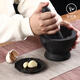 Yiqianke natural black gold stone hand-carved old-fashioned stone mortar grinder household kitchen manual garlic pounder stone mortar style three (for 1-2 people)