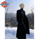 NEW OR MODE British style long lapel woolen coat for men in autumn and winter new versatile rivets high-end loose trendy brand coat black 2XL