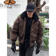 Bushman Lamb Velvet Collar Short Thickened Silhouette Cotton Coat Men's Winter Handsome Workwear Top Designed Cotton Coat Jacket Brown Upgraded L