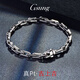 GsunG platinum PT950 wolf head bracelet, simple and fashionable men's pure platinum solid bracelet, can be customized as a gift for boyfriend. Priced by gram, contact customer service before bidding.