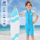 SAKINNO new children's diving sunscreen quick-drying short-sleeved jellyfish clothing surfing snorkeling sailing one-piece swimsuit green 2XL