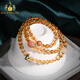 Bailuoqi Natural Brazilian Citrine Bracelet 108 Buddha Beads Yellow Crystal Bracelet for Girlfriend Jewelry Gift Sun Venerable Sheep Monkey Four Circles 108 Beads 6mm