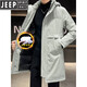 JEEP SPIRIT冬季潮胖男痞帅派克连帽加棉风衣棉衣棉服加肥大码加厚中长款外套 【加棉】军绿 加厚 L 165：115斤以内