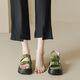 Mustard green white thick-soled sandals for women 2025 new summer Roman shoes platform sole sandals mustard green 40
